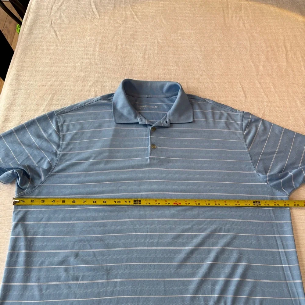 Nike Golf Mens XXL Dri-FIT Striped Polo‎ Shirt Blue White Short Sleeve RN56323